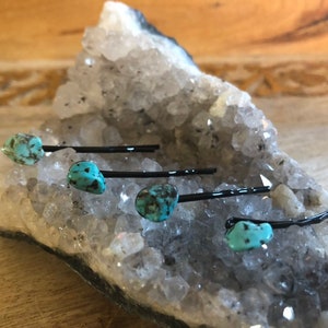 Turquoise bobby pins - Set of 4