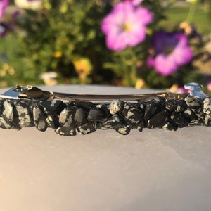 Snowflake Obsidian Crystal barrette
