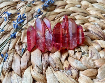 Red/pink Angel Aura Crystal Stone barrette