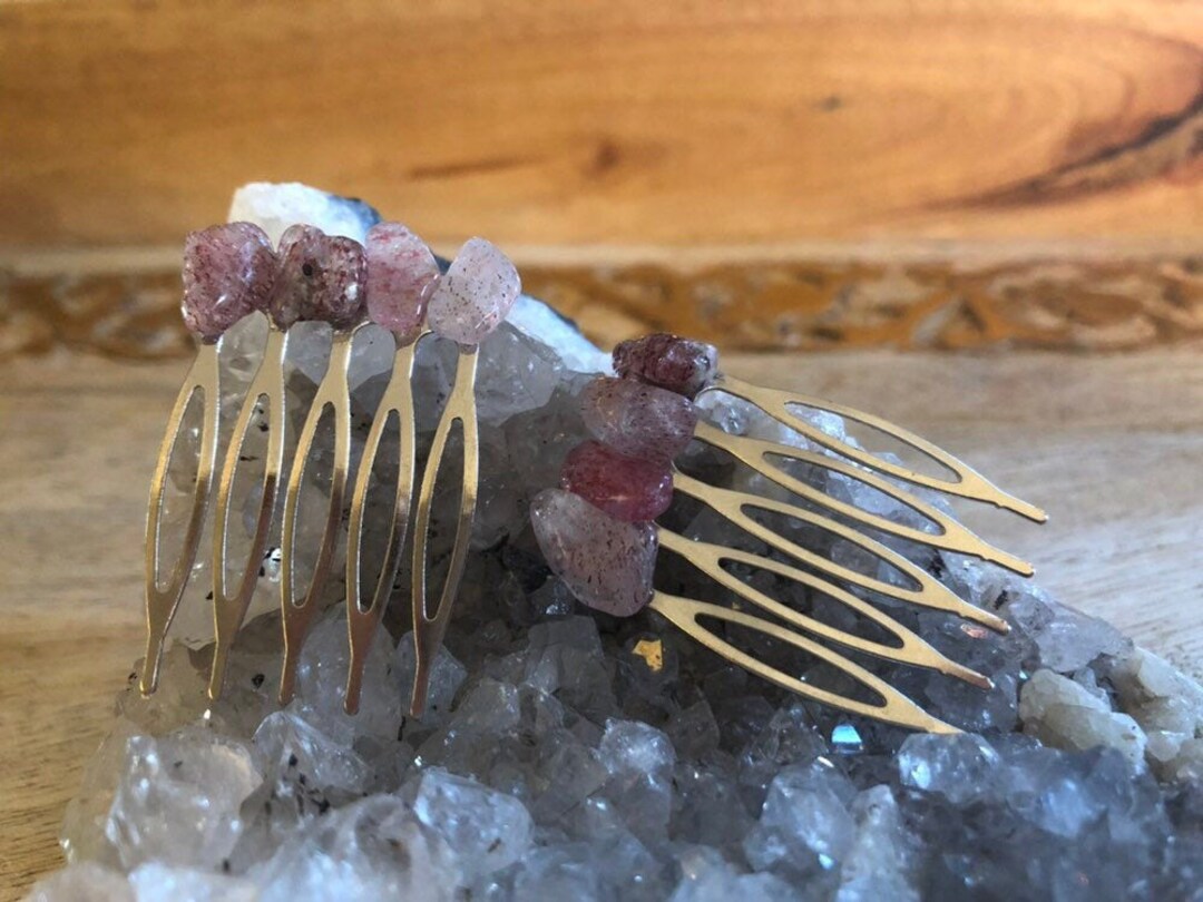 Amethyst/ citrine / strawberry Quartz/ fluoride/ Hair clip Hair comb​ Citrine Hair Comb - Etsy main image 4