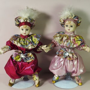 Vintage Venetian porcelain Harlequin dolls.