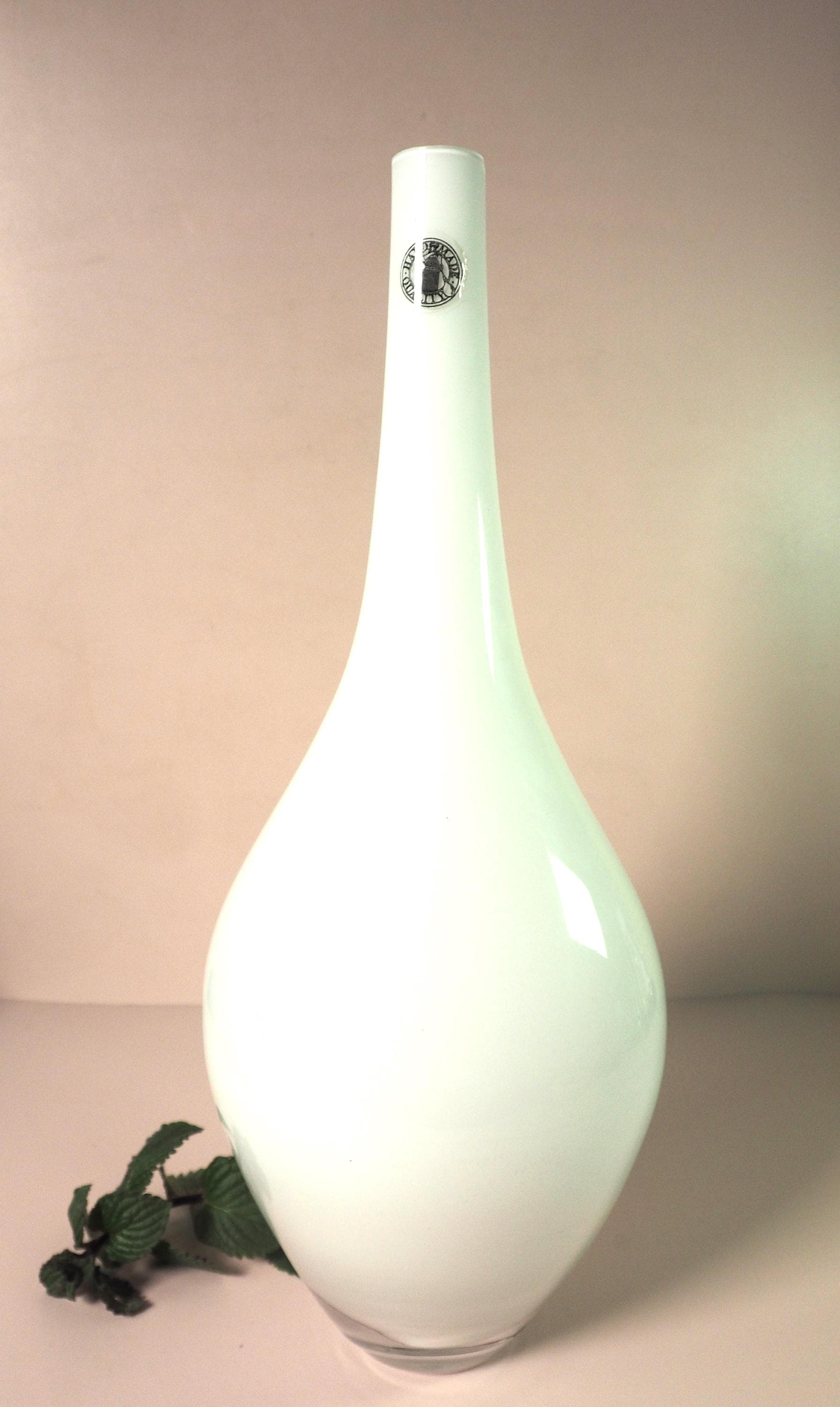 Ikea, Salong, White Glass Hand Blown Vase, Designed by Johanna
