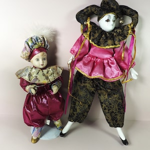 Vintage Venetian porcelain Harlequin dolls.