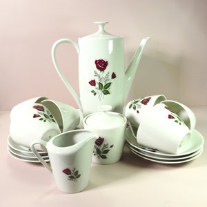 Mitterteich Bavaria Porzellan Vintage Kaffee rote Rosen 1960