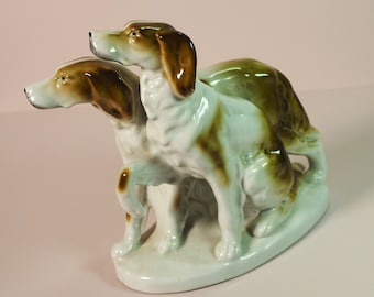 Vintage statue of two hunting dogs from Fasold & Stauch. Germany.