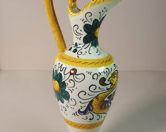 Vintage jug VOLPI DERUTA RAFFAELLESCO.Vintage Italian art ceramics.