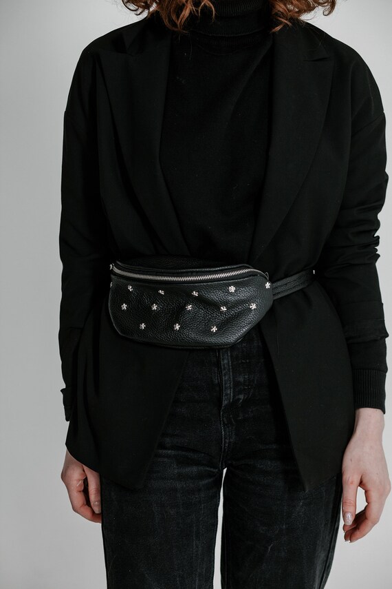 leather studded fanny pack