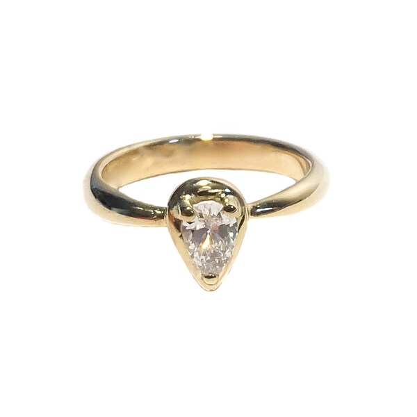 Bague de fiançailles solitaire en or avec diamant coupe poire, Bague de promesse avec pierre précieuse en coupe poire