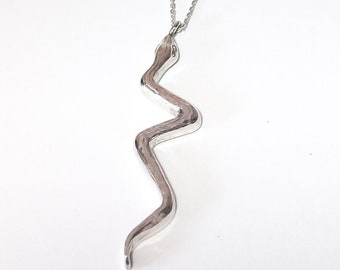 Gold and Silver Snake Necklace, Boa Pendant on Chain, Tropical Snake and animal lovers gift