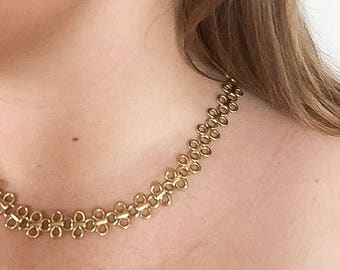 Dentelle Chain Necklace, Tattoo Chain Necklace, Gold Necklace, Gold Collier, Chain Collier