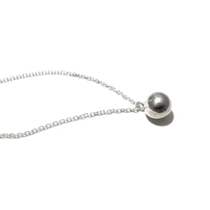 Globe Necklace, Sterling Silver Ball Necklace, Geometric Sphere pendant, jewelry for her, Solid Ball jewellery, Big sphere pendant