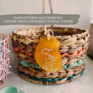 Etiqueta acrílica personalizada para cesta de páscoa, etiqueta acrílica personalizada para páscoa, etiquetas para pintinhos, etiquetas para cesta de páscoa pastel, cartões acrílicos para lugar de páscoa, pintinho