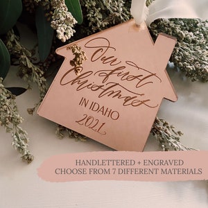First Christmas in our new home 2021 | New State Ornament | Moving Gift | Home State Ornament | New Home Address Gift | Moving States Gift