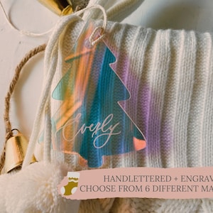 Acrylic Name Stocking Tags | Calligraphy Stocking Tags | Personalized Tags | Custom Tags | Christmas Tree Name Tags | Neutral Stocking Tags