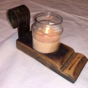 Bourbon stave with glass candle.