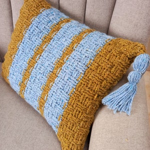 Crochet Tweed Cushion - pattern for crochet pillow in chunky yarn - instant download PDf in U.K. and U.S. terms