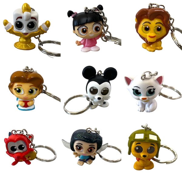Adorable Upcycle Recycle Doorables Figure Keychain Lumiere Boo Mufasa Belle Minnie Duchess Mushu Slivermist Pooh