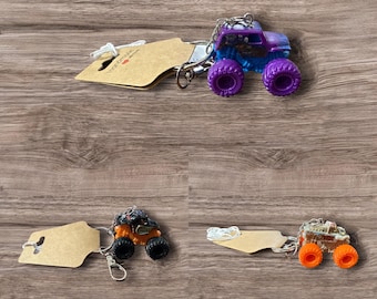 Repurposed Recycled Upcycled Toys Jam Mini Truck You Pick  Keychain Backpack Clip