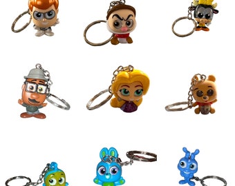 Adorable Recycle Figure Toys Keychain Syndrome Grumpy Clarabelle Joe Rapunzel Pooh Flounder Bunny Flik