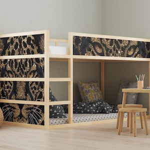 Ikea KURA Bed Sticker Set | Ikea Bed Wrap for Kids Room | Teen Room Decor | Vinyl Bed Stickers for Ikea Kura Bed | Leopard Room Decor