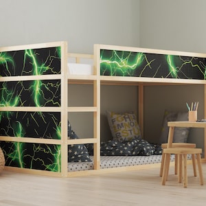 IKEA KURA Bed Vinyl Stickers: Green Lightning Kids Room Decor