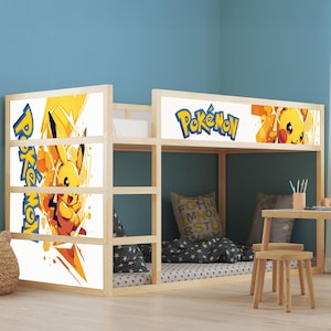 Ikea KURA Bed Sticker Set | Ikea Bed Wrap for Kids Room | Gaming Room Decor | Vinyl Bed Stickers for Ikea Kura Bed | Pika Theme