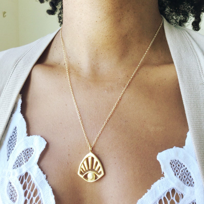 Gold Eye Necklace Protection Necklace Third Eye Necklace Etsy