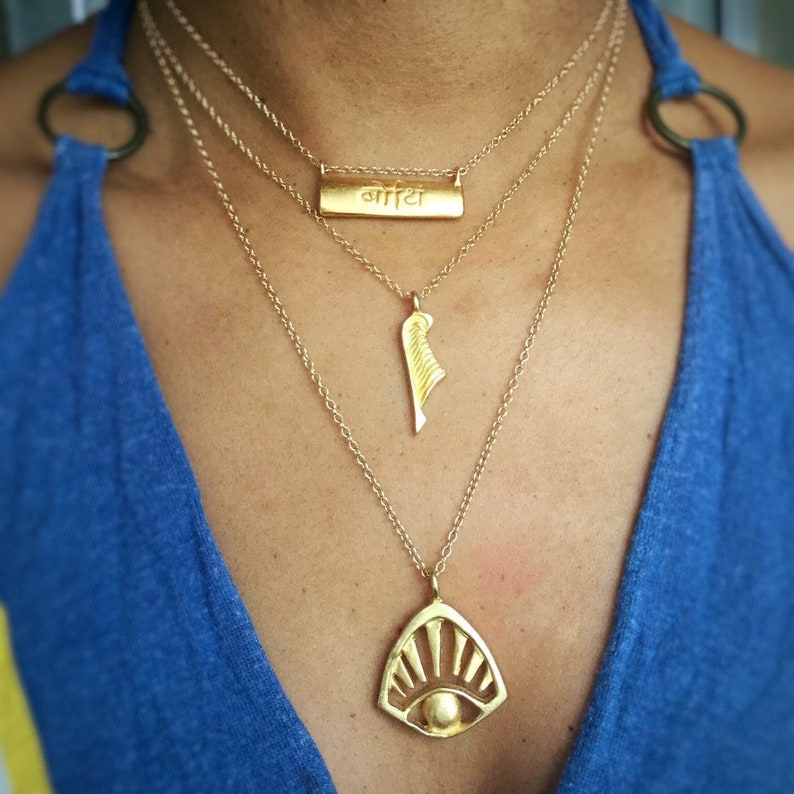 Gold Eye Necklace Protection Necklace Third Eye Necklace Etsy