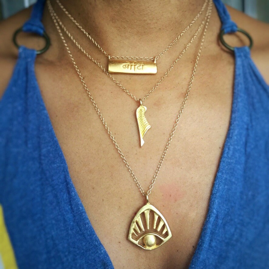 Gold Eye necklace protection necklace Third Eye necklace Etsy