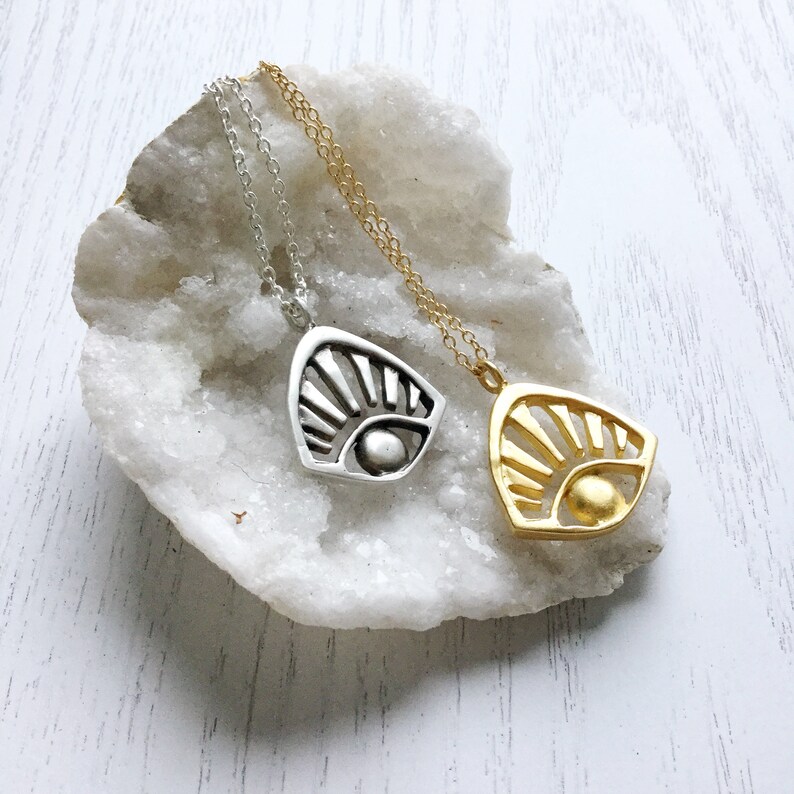 Gold Eye Necklace Protection Necklace Third Eye Necklace Etsy