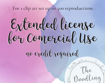 Extended license for Comercial Use no credit required. For 1 Clip Art Set up to 500 reproductions - The Doodling Studio