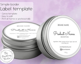 Simple border Round Label Template for candles, lotions, body butter, slime or any product- Canva editable template 2 x 2in (5 x 5cm)