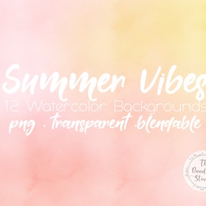 Watercolour Background Textures Summer Vibes 12 BACKGROUNDS png, transparent, bendable Digital Download image 4