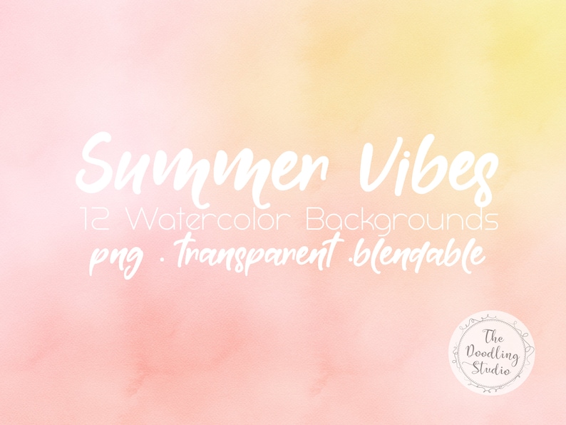 Watercolour Background Textures Summer Vibes 12 BACKGROUNDS png, transparent, bendable Digital Download image 4