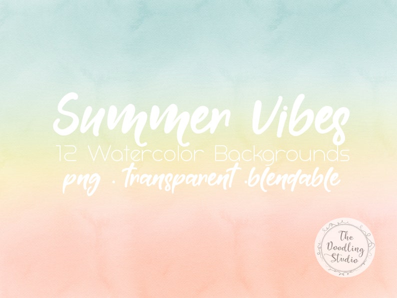 Watercolour Background Textures Summer Vibes 12 BACKGROUNDS png, transparent, bendable Digital Download image 5