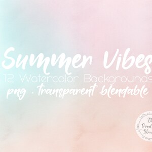 Texturas de fundo aquarela Summer Vibes - 12 FUNDOS (png, transparente, dobrável) - Download digital
