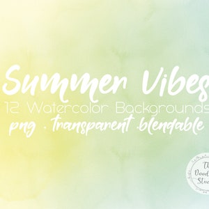 Watercolour Background Textures Summer Vibes 12 BACKGROUNDS png, transparent, bendable Digital Download image 6