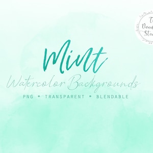 Mint Aquarell Hintergründe - 12 HINTERGRÜNDE (png, transparent, biegbar) - Digital Download