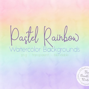 Arcoiris Pastel Texturas de Acuarela de fondo - 12 TEXTURAS DE FONDO (png, transparente, combinables) Descarga Digital