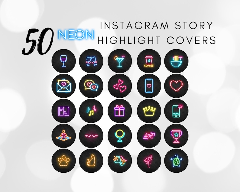 Neon Instagram Story Highlight Icons IG Highlight Covers | Etsy