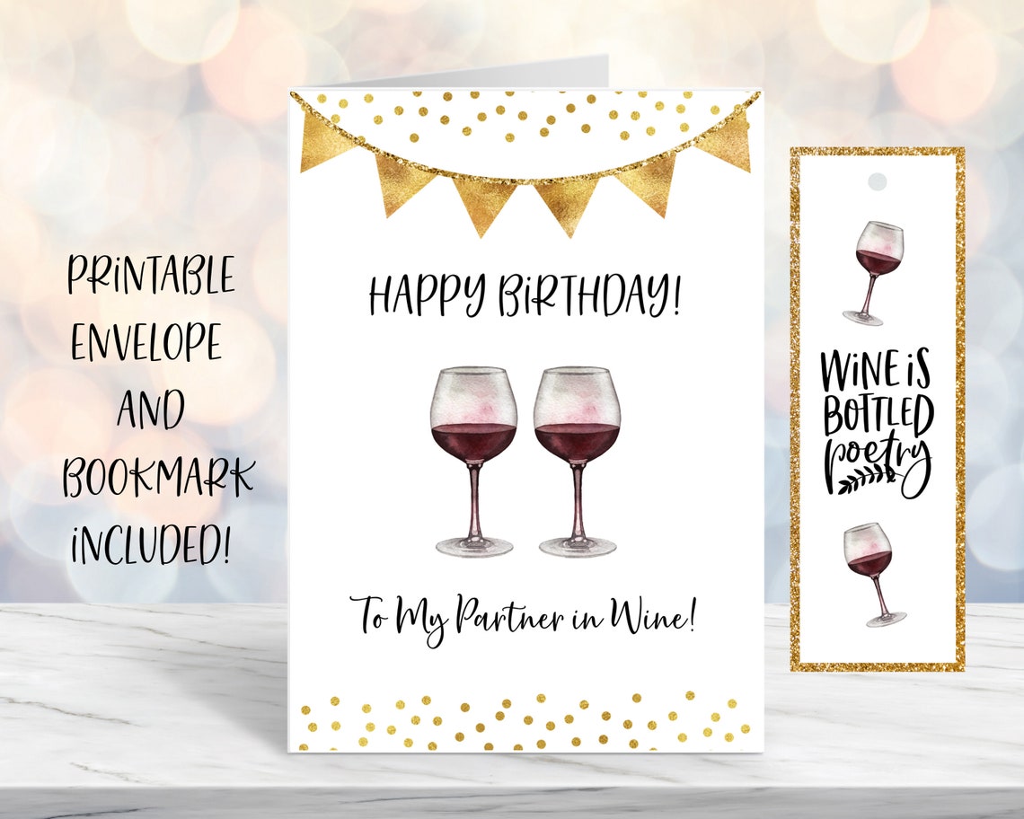Printable Wine Birthday Card DIY Birthday Card Funny Card | Etsy