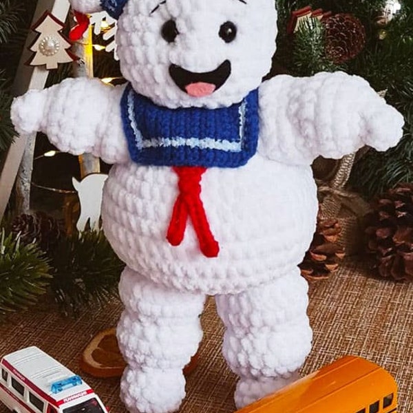 Cute Stay Puft Marshmallow Man Crochet Patterns, Crochet Pattern for Beginner, Amigurumi, Easy Crochet, Christmas Crochet, Christmas Stuff