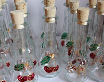 Recuerdos de boda, cerezas - Vasos de chupito para rakija y otros licores fuertes, cereza, vidrio pintado, regalo para invitados a la boda