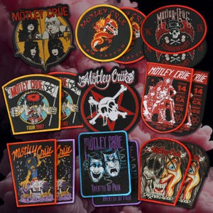 Patches oficiais bordados do Mötley Crüe – Ícones do Glam Metal