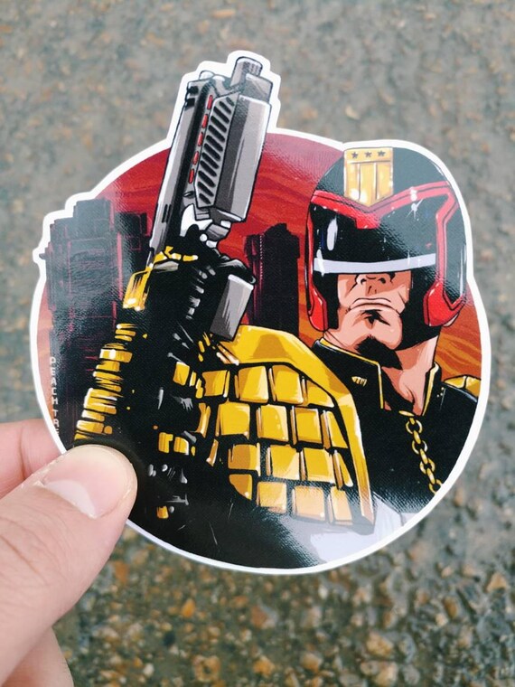 Judge Dredd Illustrated Vinyl Sticker Comics Dredd