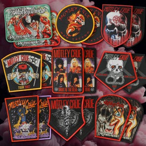 Officiële geweven Mötley Crüe-patches – glamourmetalen iconen