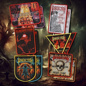Parches tejidos oficiales de Benediction: el legado del death metal de la vieja escuela para tu chaleco de batalla