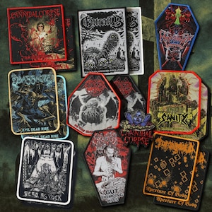 Parches tejidos de Death Metal: Cose brutalidad a tu chaqueta de batalla