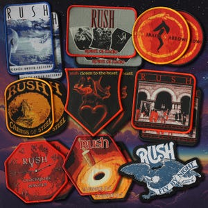 Parches tejidos oficiales de Rush: arte progresivo icónico para chaquetas y bolsos