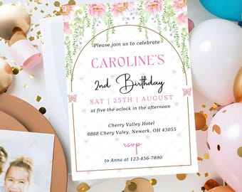 Floral Birthday Invitation Template – Elegant Party Invite (Digital)